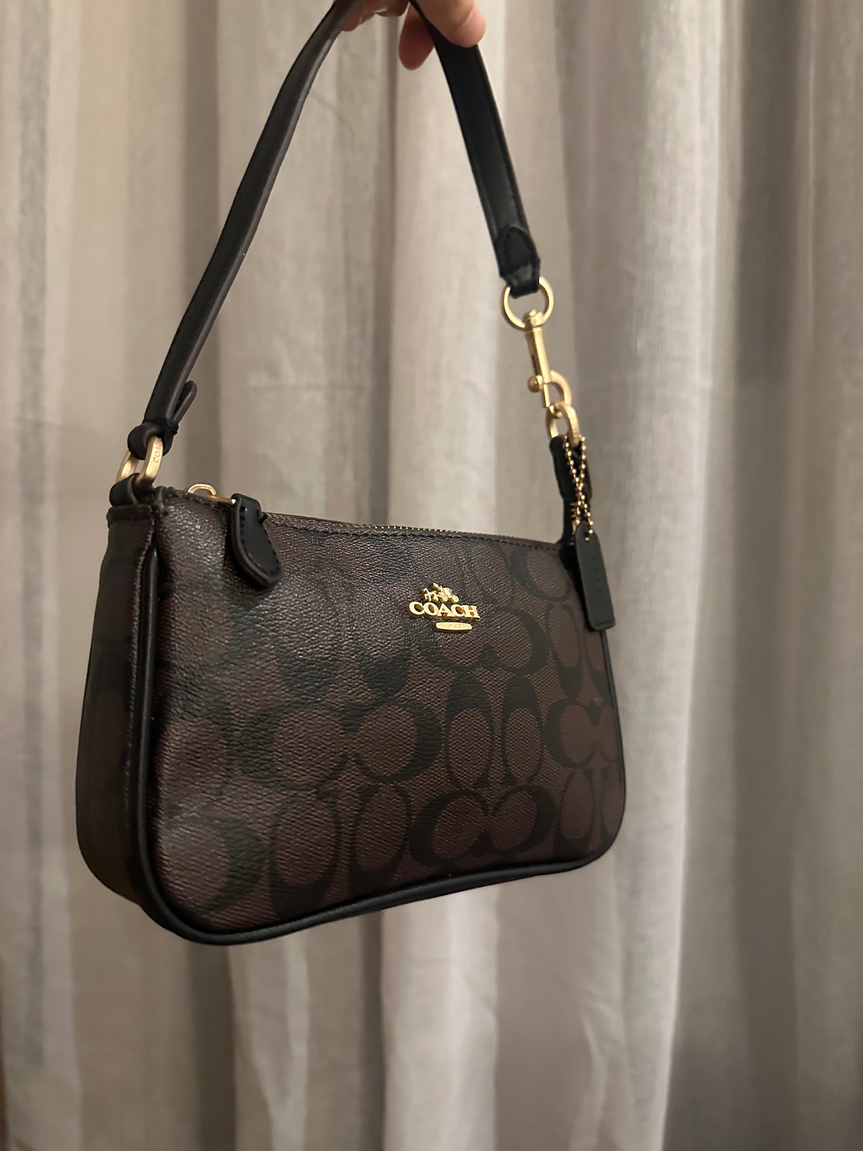 Signature Canvas Shoulder Bag – Brown