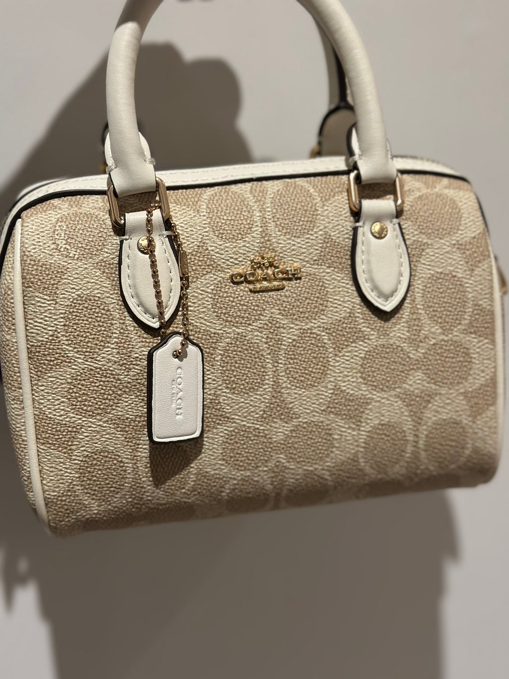 Mini Rowan Satchel Signature Canvas Beige Crossbody Bag