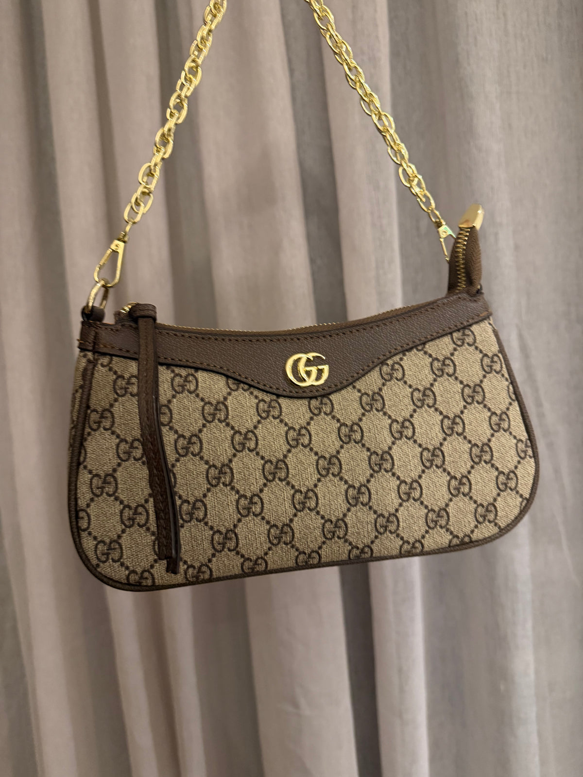Supreme brown Mini Shoulder Bag with Gold Chain Strap