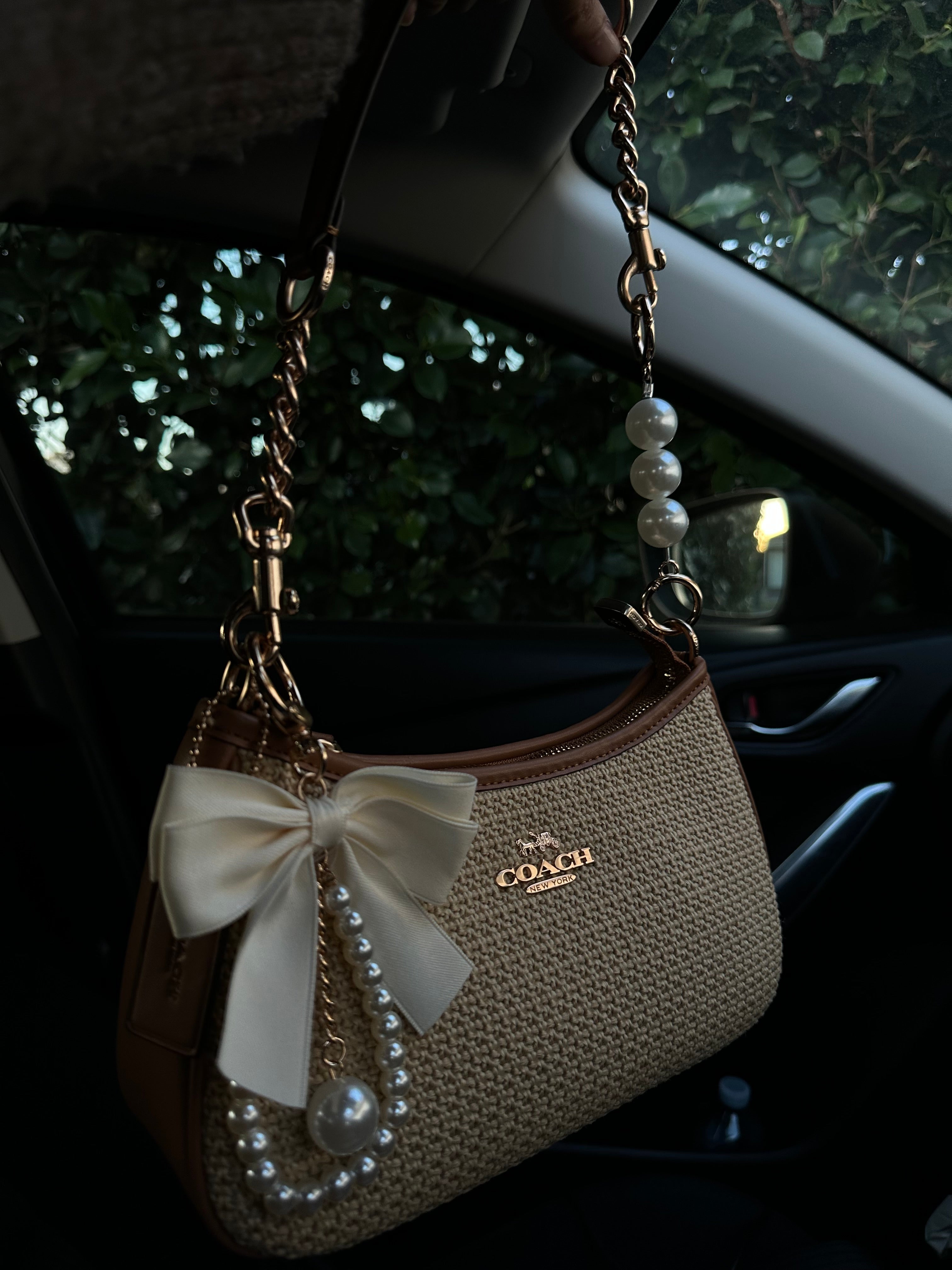 Beige brown Beach Teri Coach Shoulder Handbag