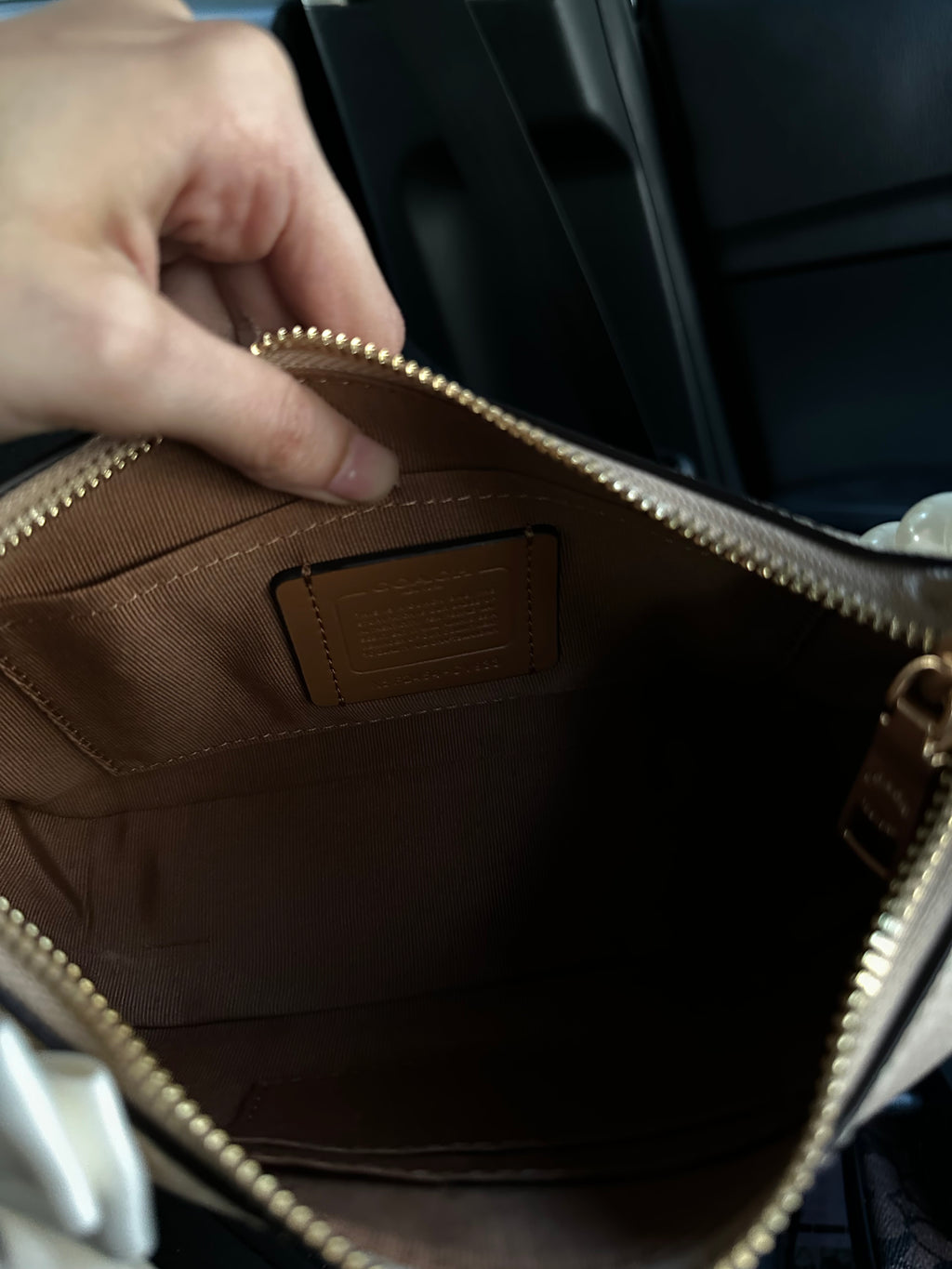 White Beige  Teri Coach Shoulder Handbag