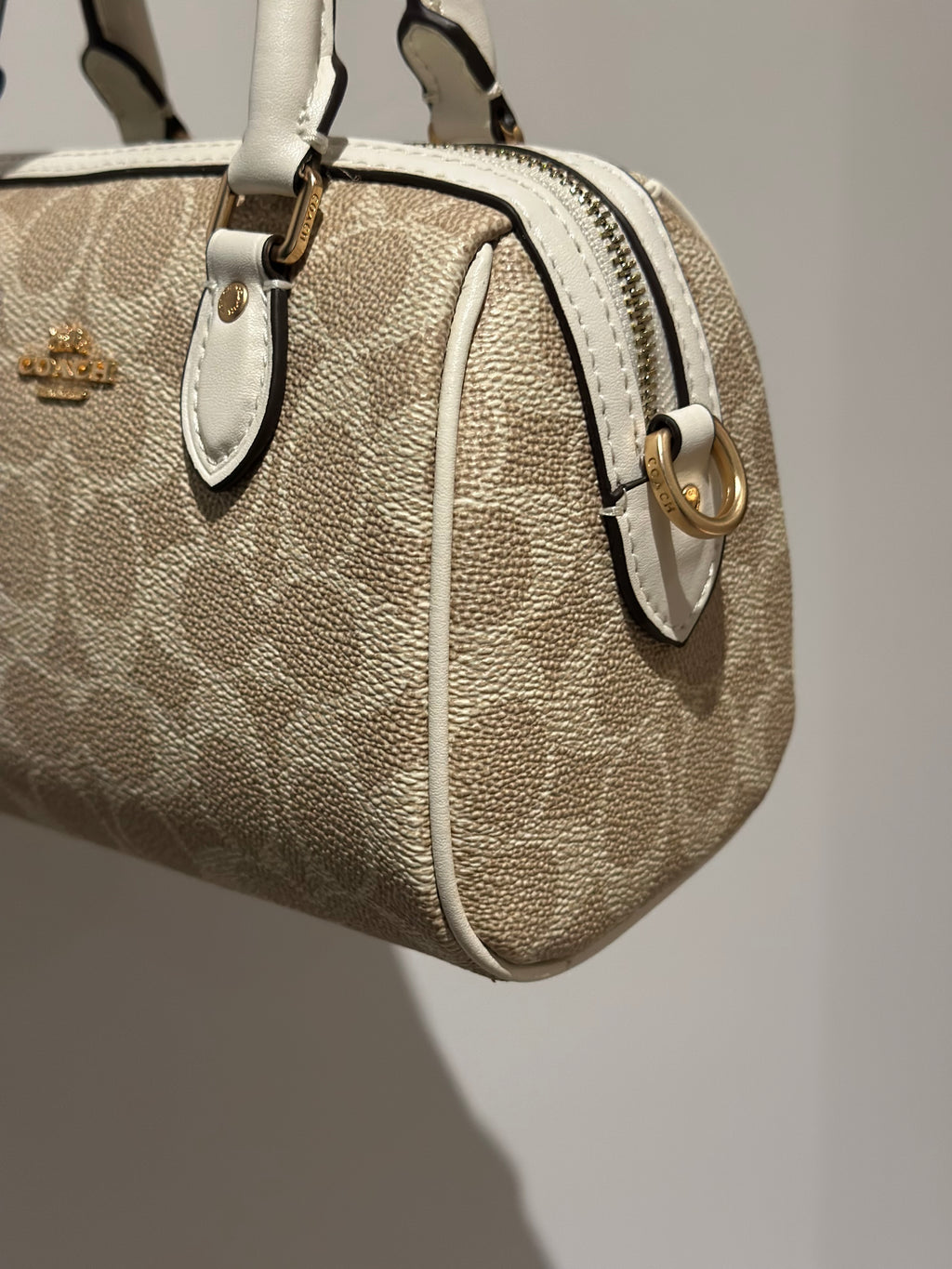 Mini Rowan Satchel Signature Canvas Beige Crossbody Bag