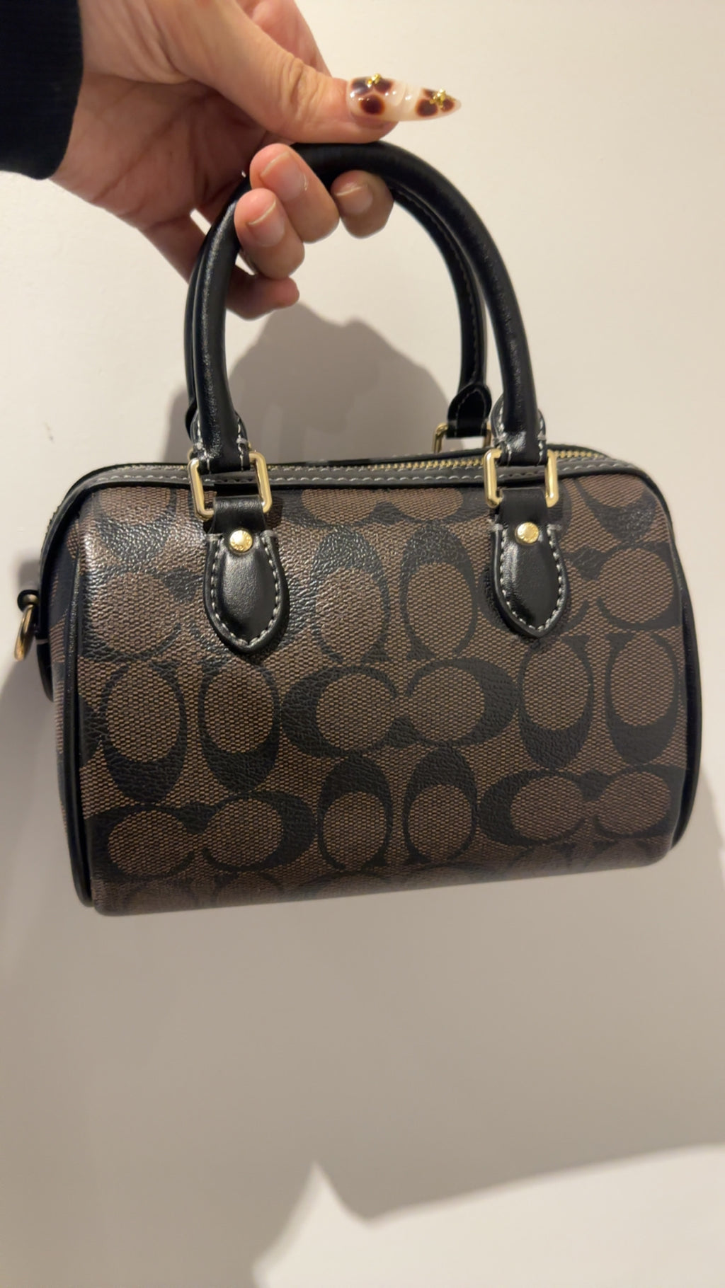 Mini Rowan Satchel Signature Canvas Brown Crossbody Bag
