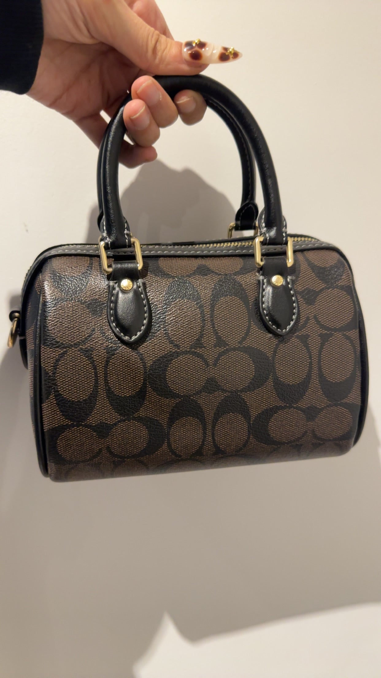Mini Rowan Satchel Signature Canvas Brown Crossbody Bag
