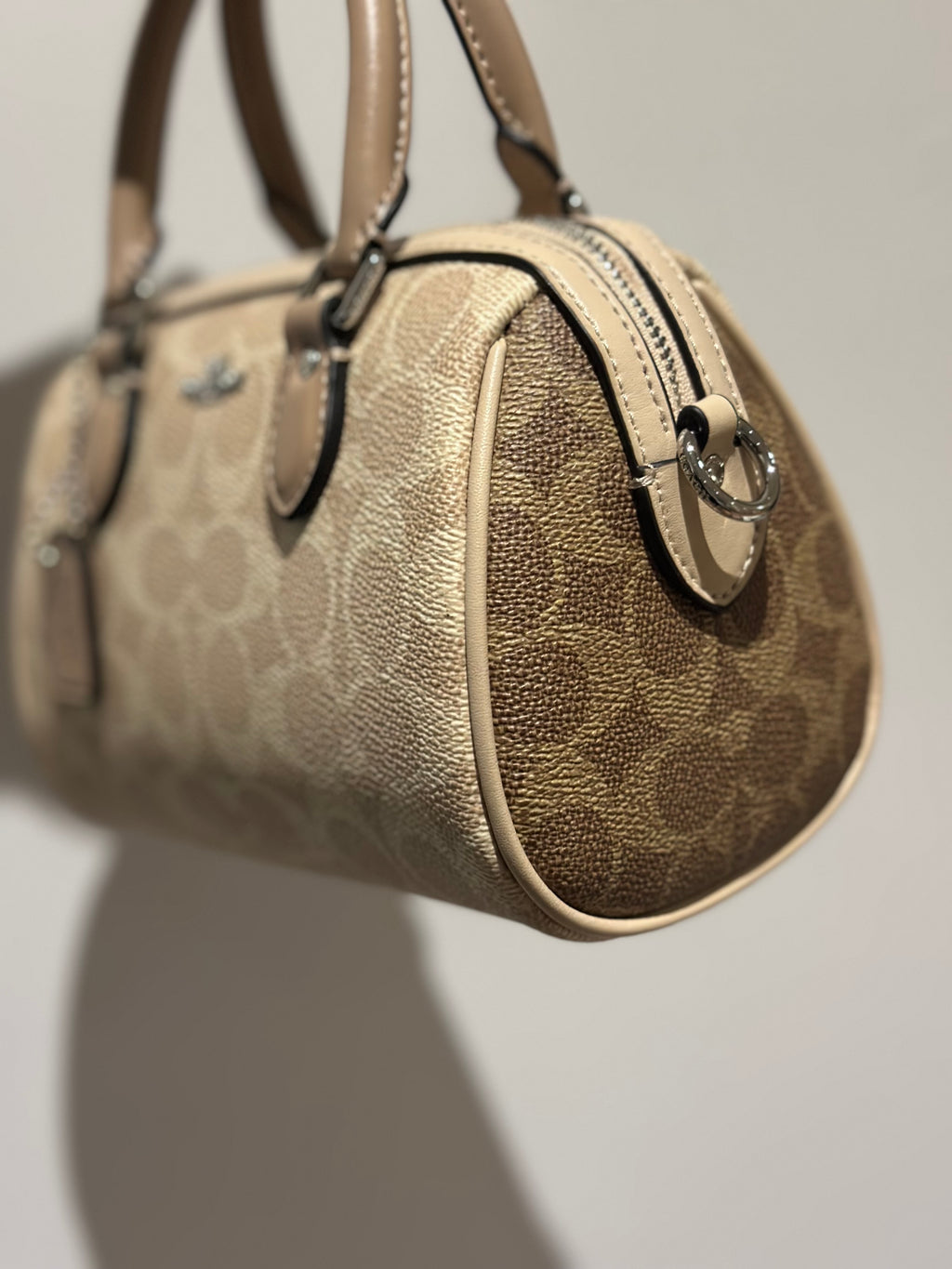 Mini Rowan Satchel Signature Canvas Beige Crossbody Bag