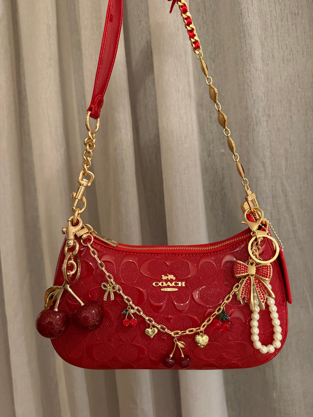 Glossy Red Teri Charmed bag