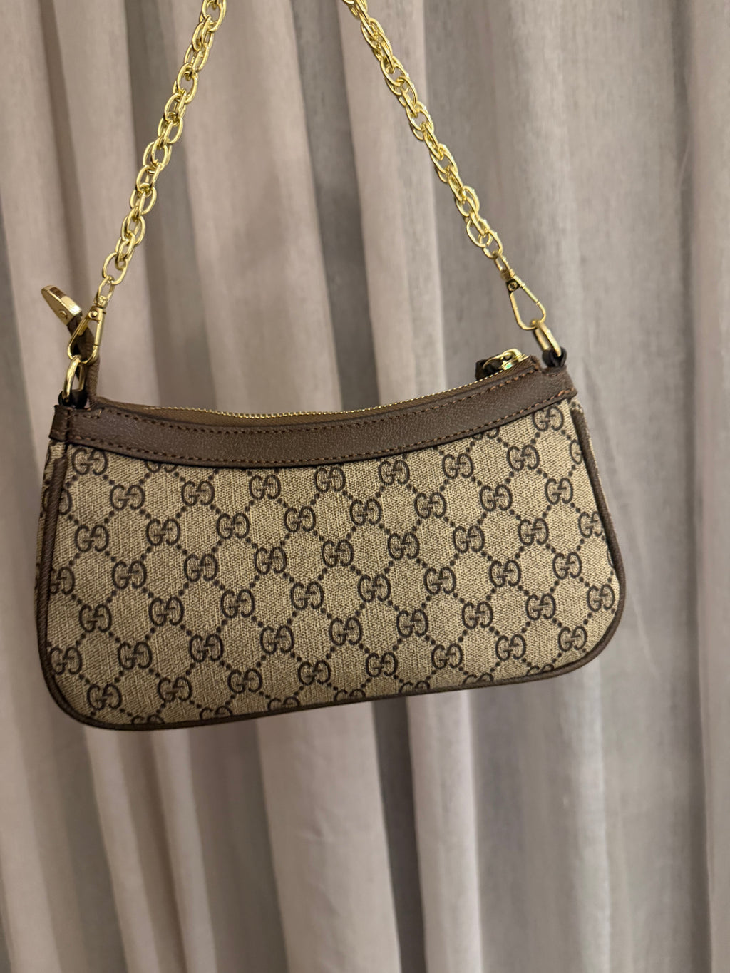 Supreme brown Mini Shoulder Bag with Gold Chain Strap