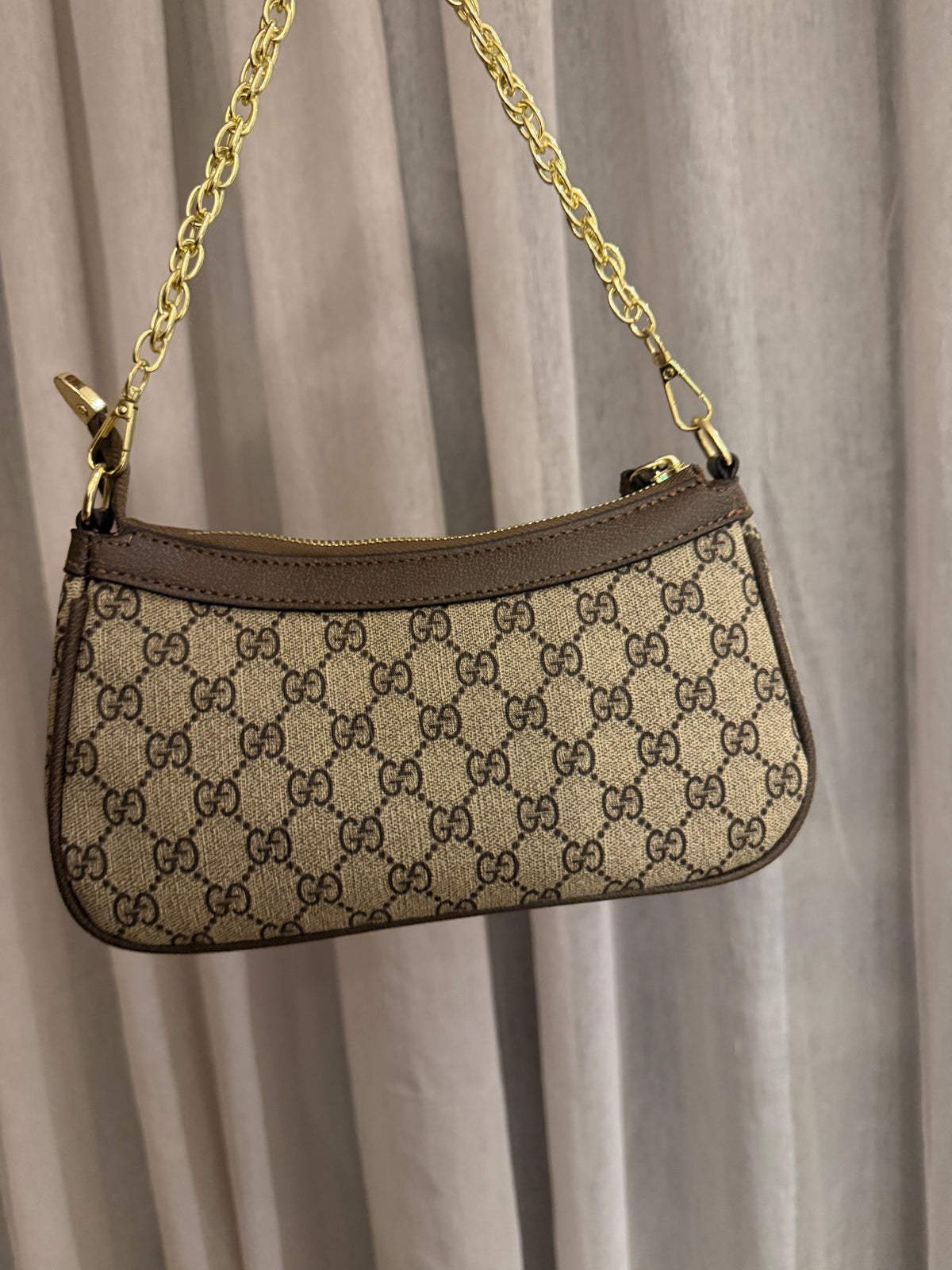 Supreme brown Mini Shoulder Bag with Gold Chain Strap