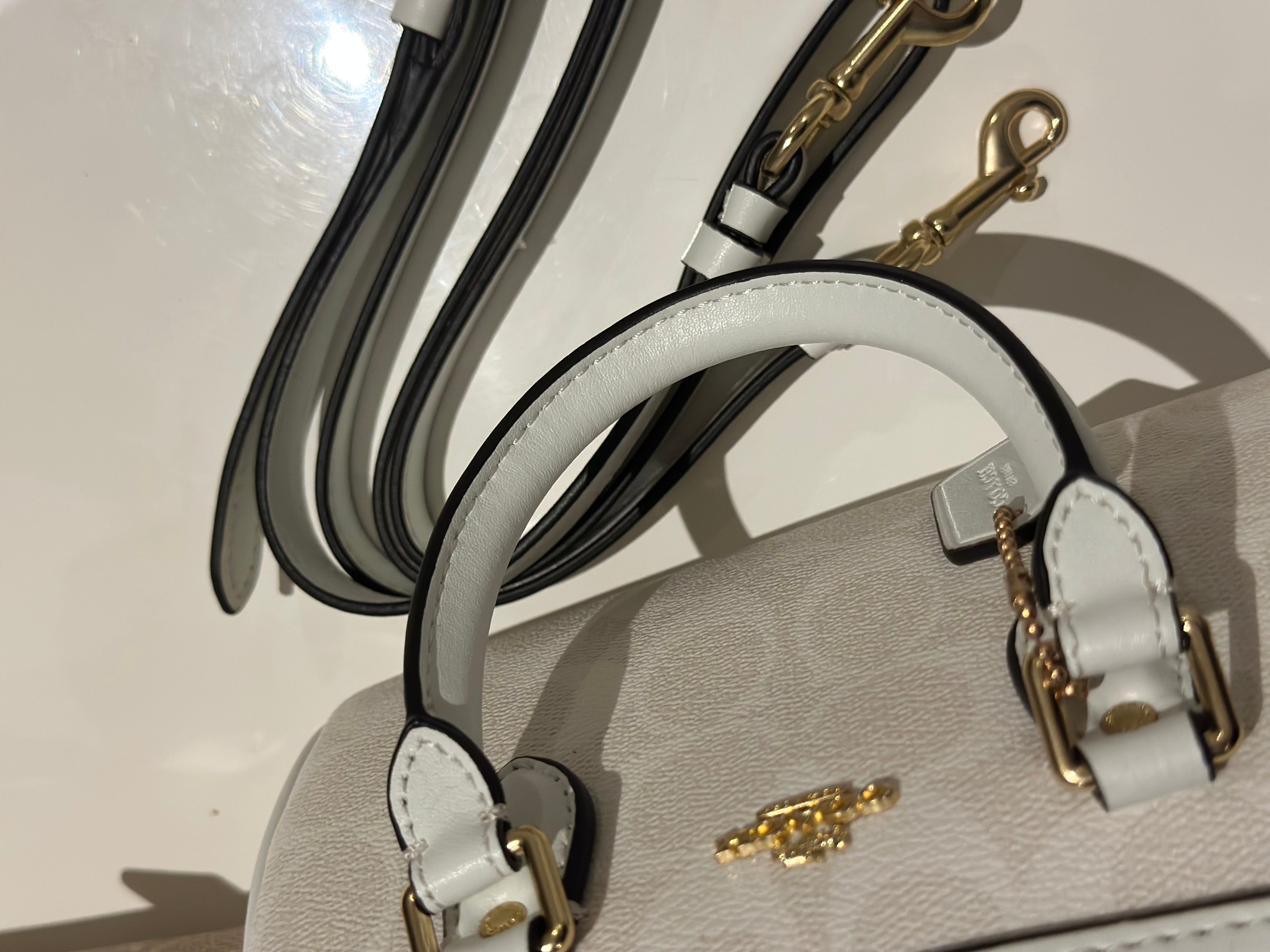 Mini Rowan Satchel Signature Canvas White Crossbody Bag