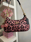 Teri Leopard Pink Black Shoulder Handbag