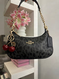 Teri Leopard Black Shoulder Handbag