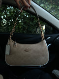 White Beige  Teri Coach Shoulder Handbag
