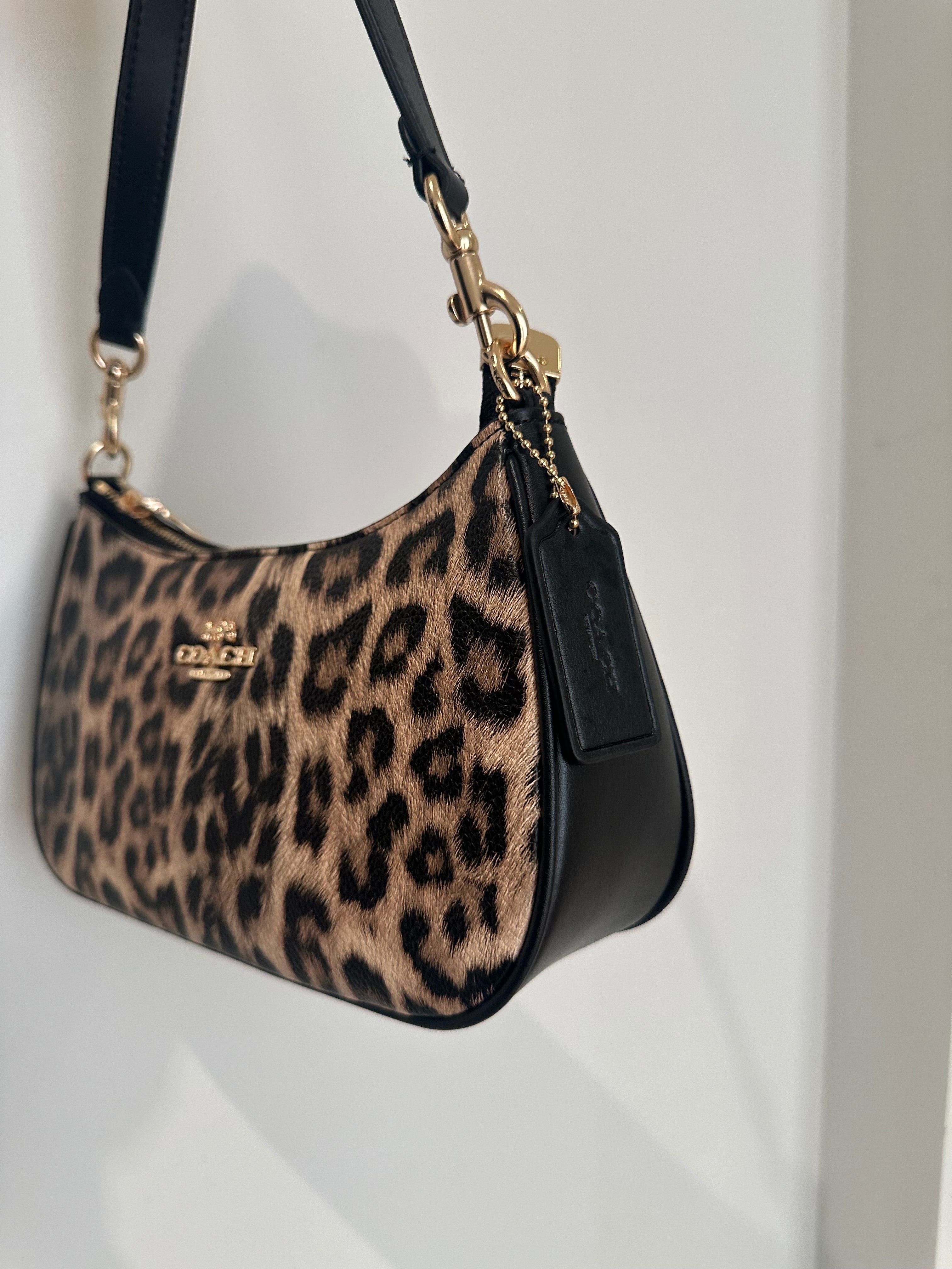 Teri Leopard Black Shoulder Handbag