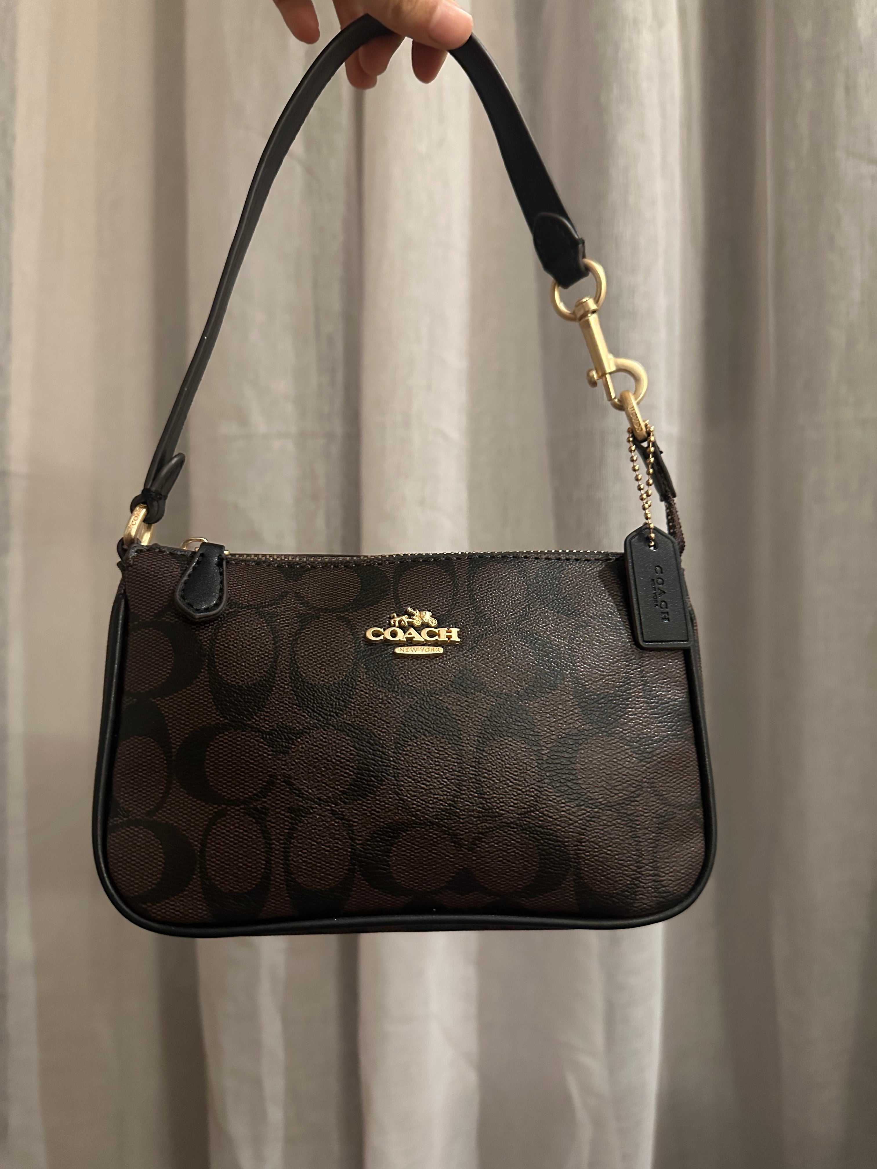 Signature Canvas Shoulder Bag – Brown