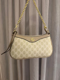 Supreme Beige Mini Shoulder Bag with Gold Chain Strap