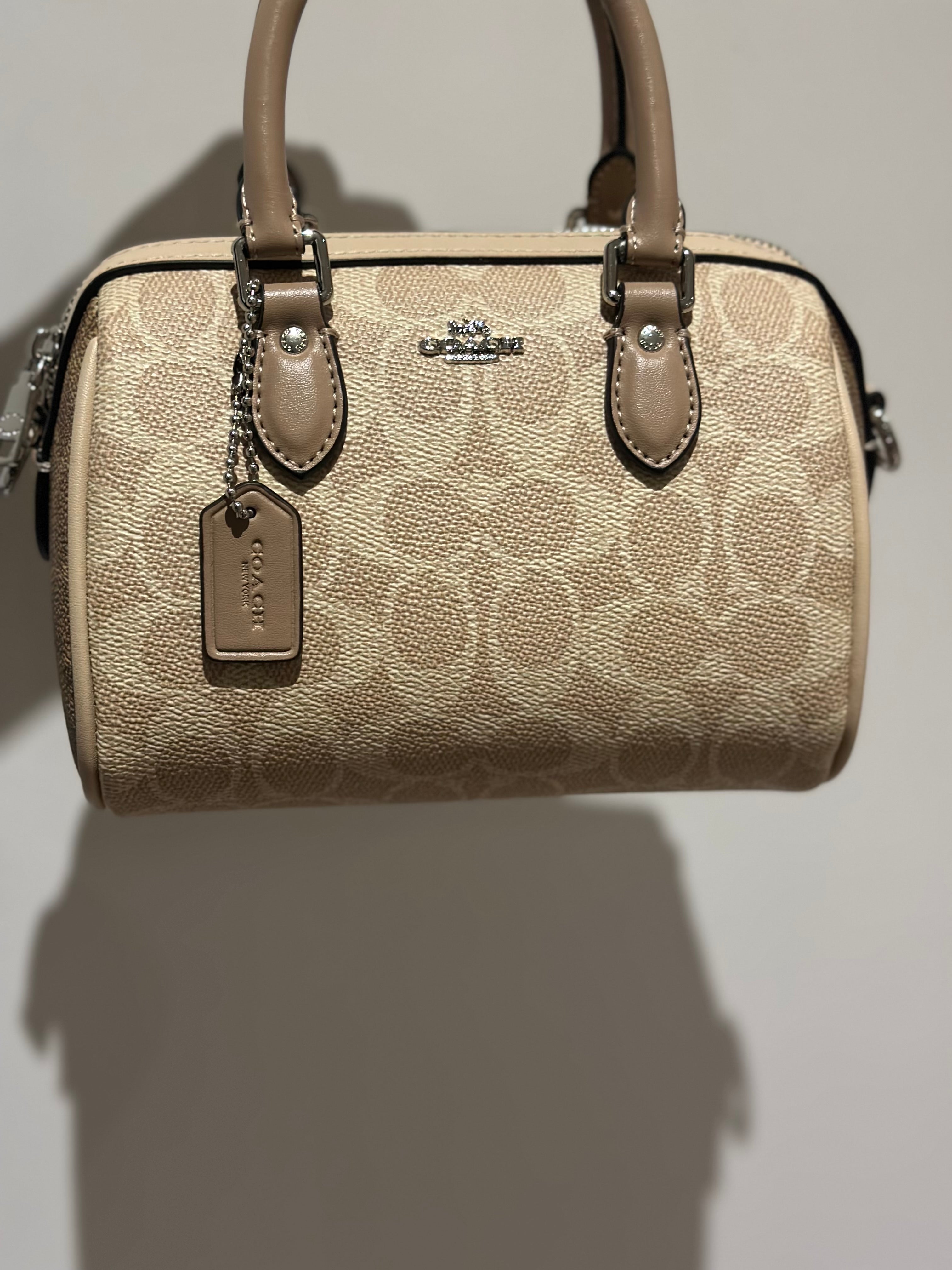 Mini Rowan Satchel Signature Canvas Beige Crossbody Bag