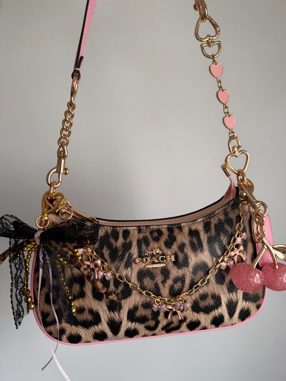 Teri Leopard Black Shoulder Handbag