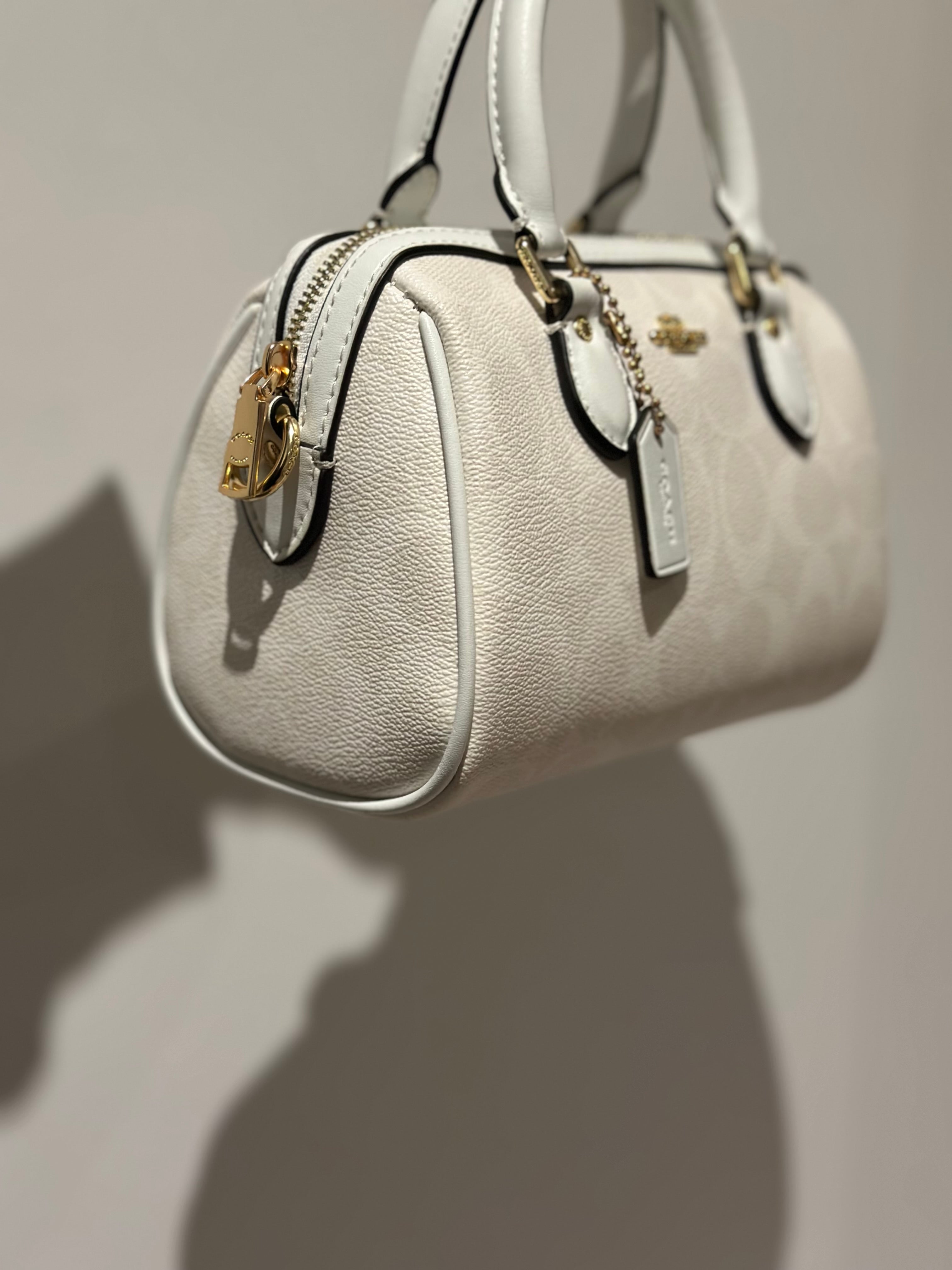 Mini Rowan Satchel Signature Canvas White Crossbody Bag