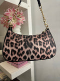 Teri Leopard Black Shoulder Handbag