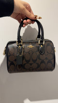 Mini Rowan Satchel Signature Canvas Brown Crossbody Bag