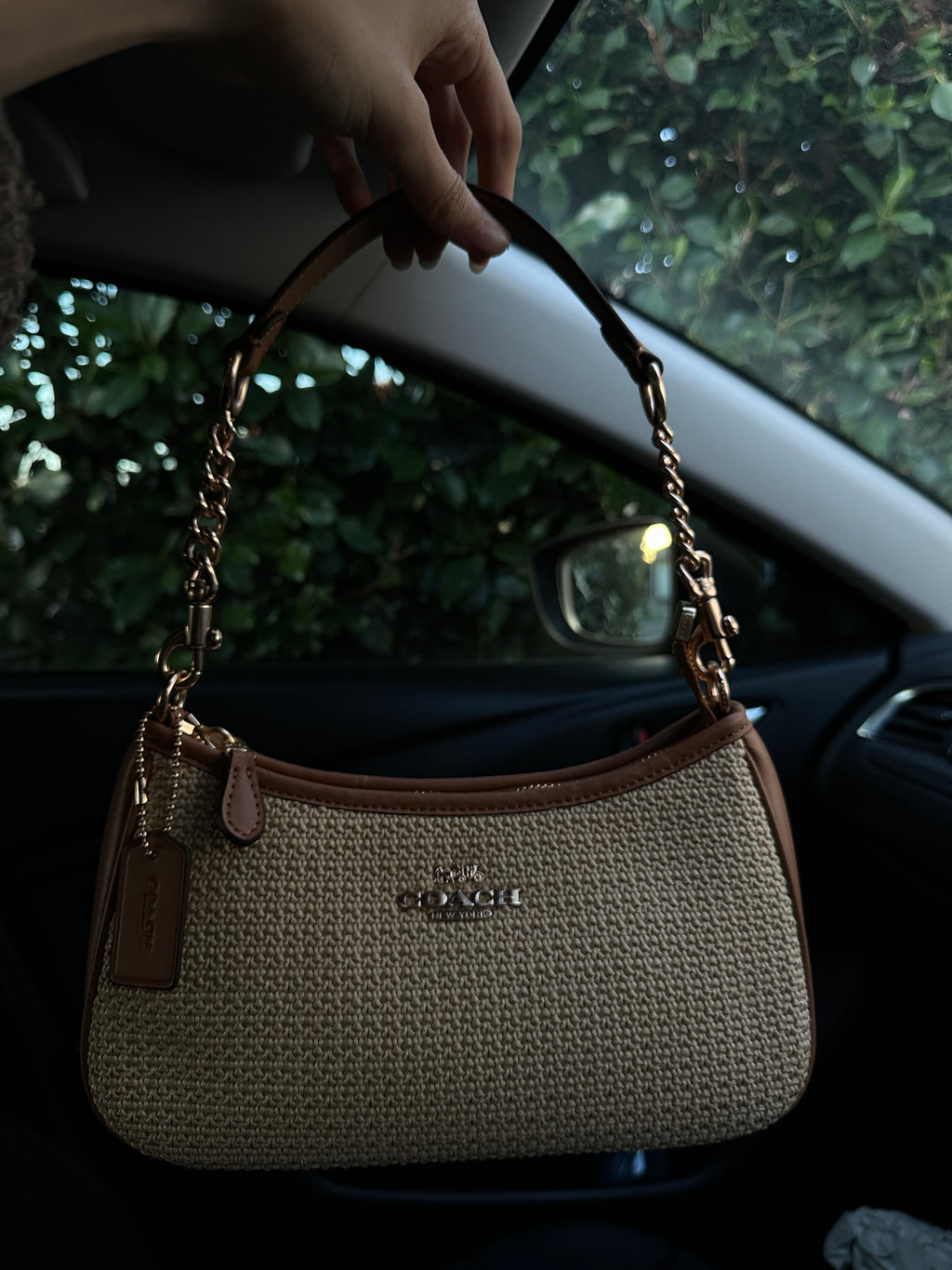 Beige brown Beach Teri Coach Shoulder Handbag