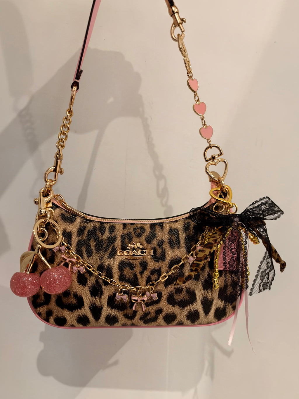 Teri Leopard Black Shoulder Handbag
