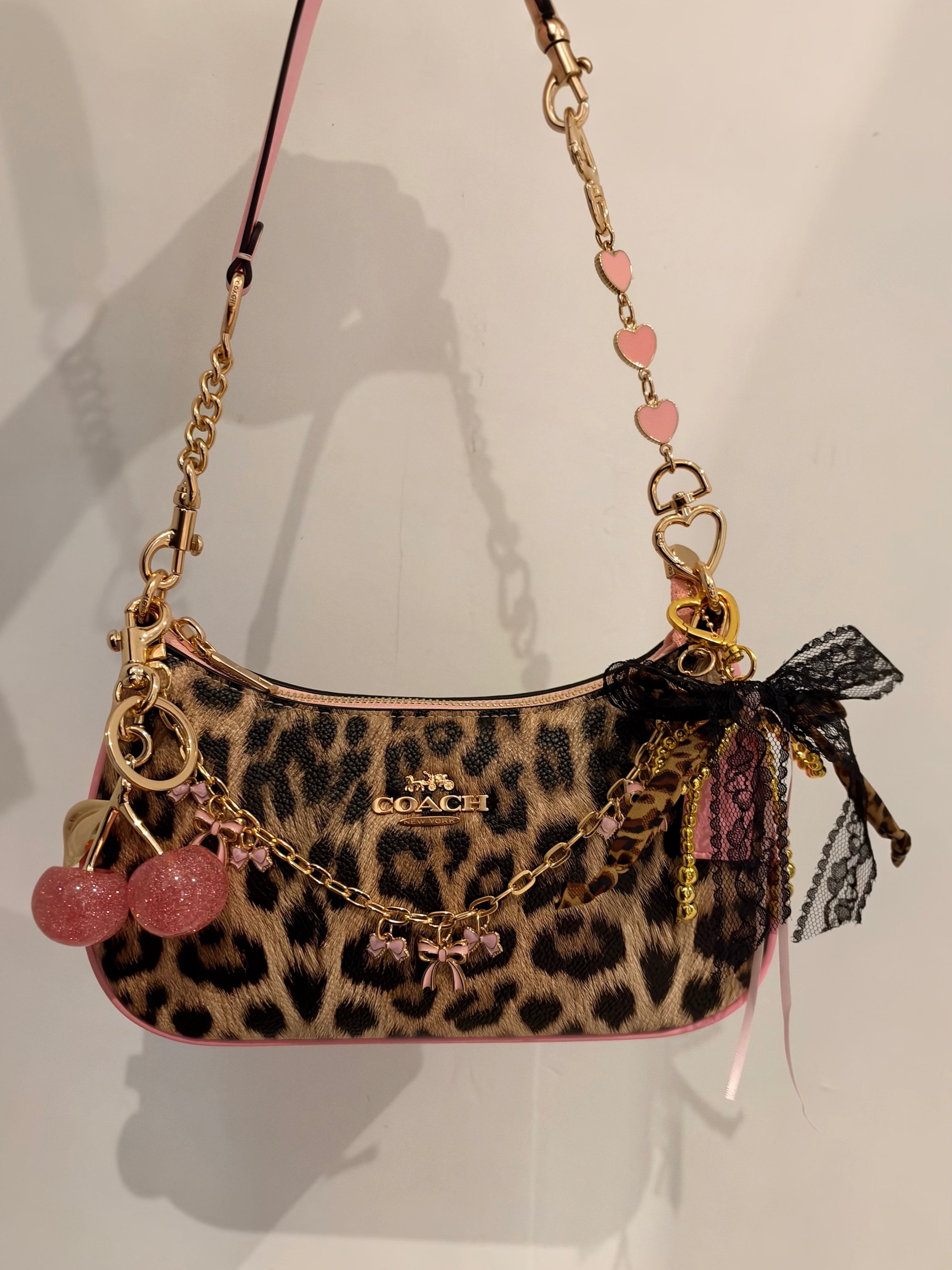 Teri Leopard Black Shoulder Handbag