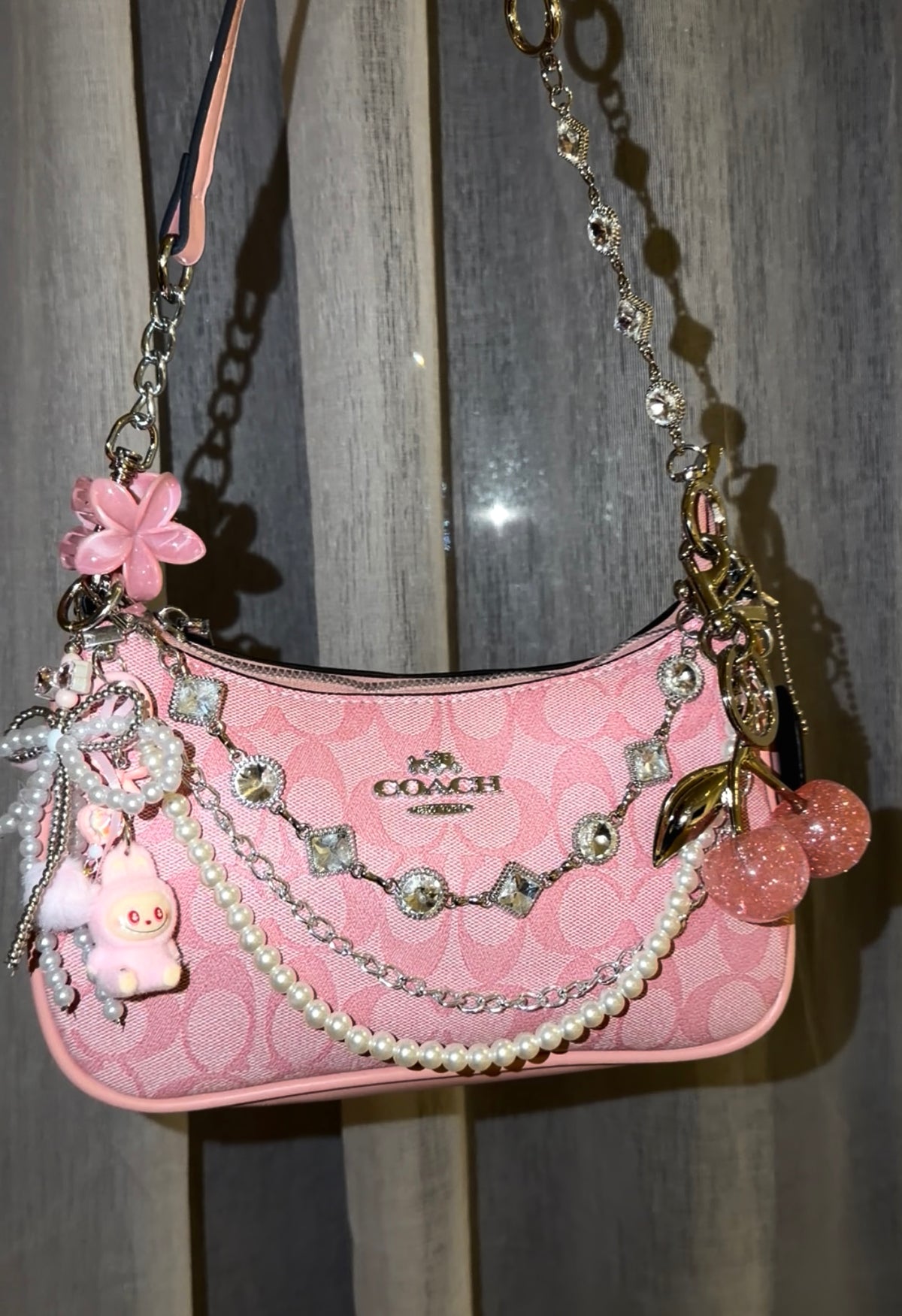 Hot Pink Silver Teri Bag