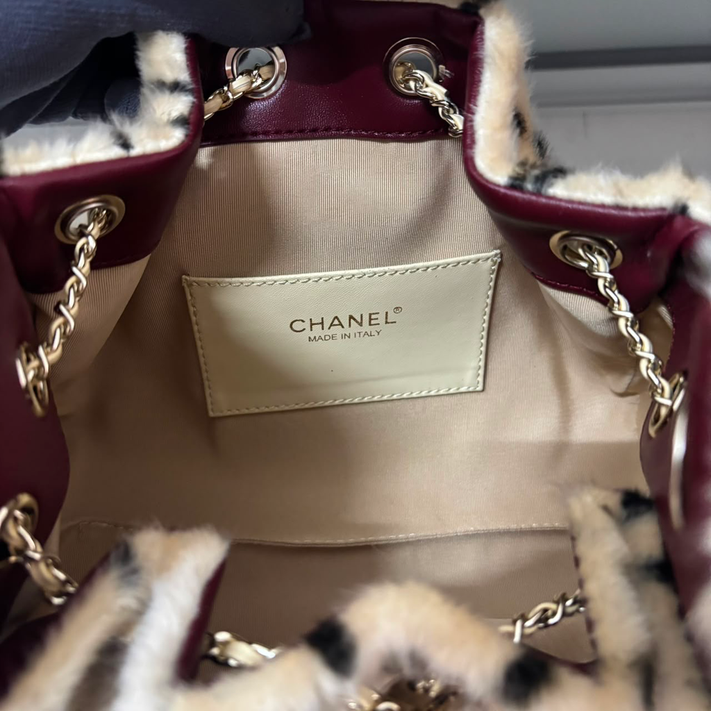 Leopard Faux Fur Chain Shoulder Bag