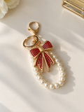 Pearl Crystal Bow Tie Charm