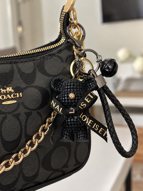 Black Teddy Bear Bag Charm Keychain